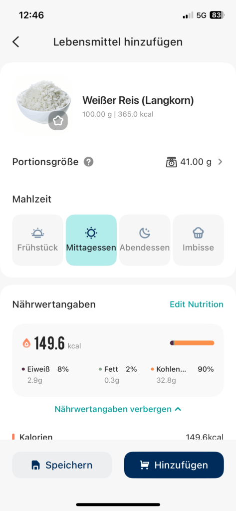 Cosori CNS-R101S Küchenwaage Nährwerte