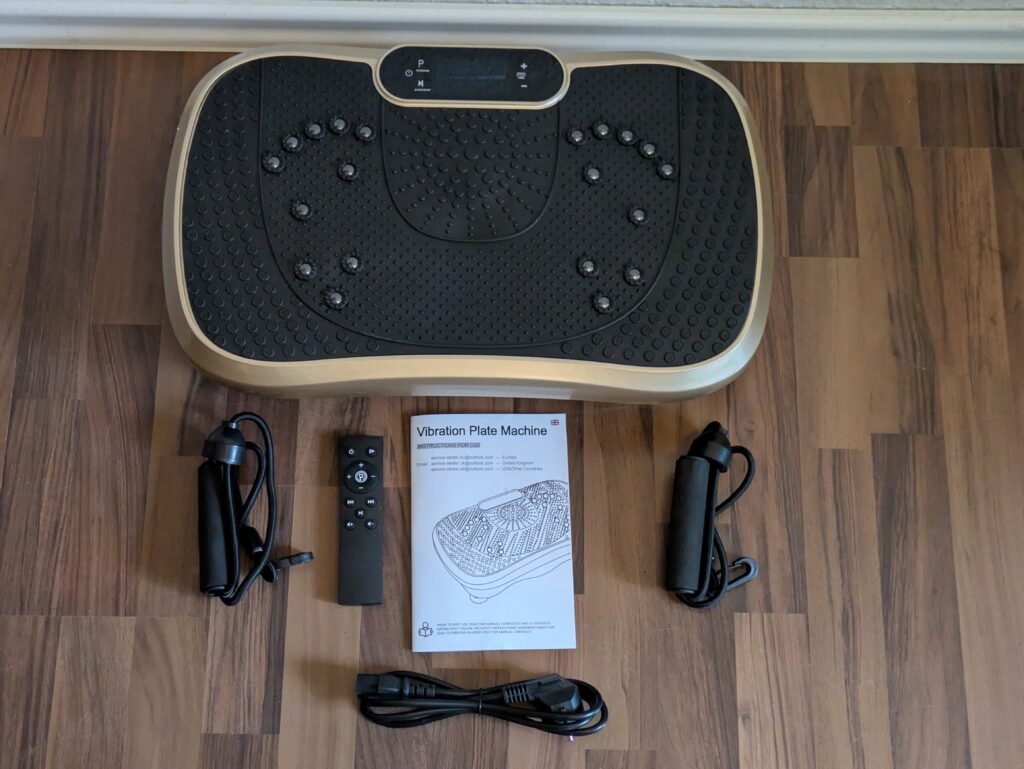Lieferumfang der Dripex Vibrationsplatte