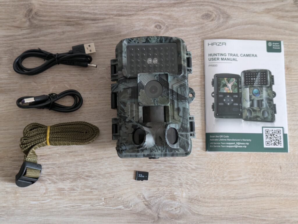 Lieferumfang der Haza PR800 Wildkamera