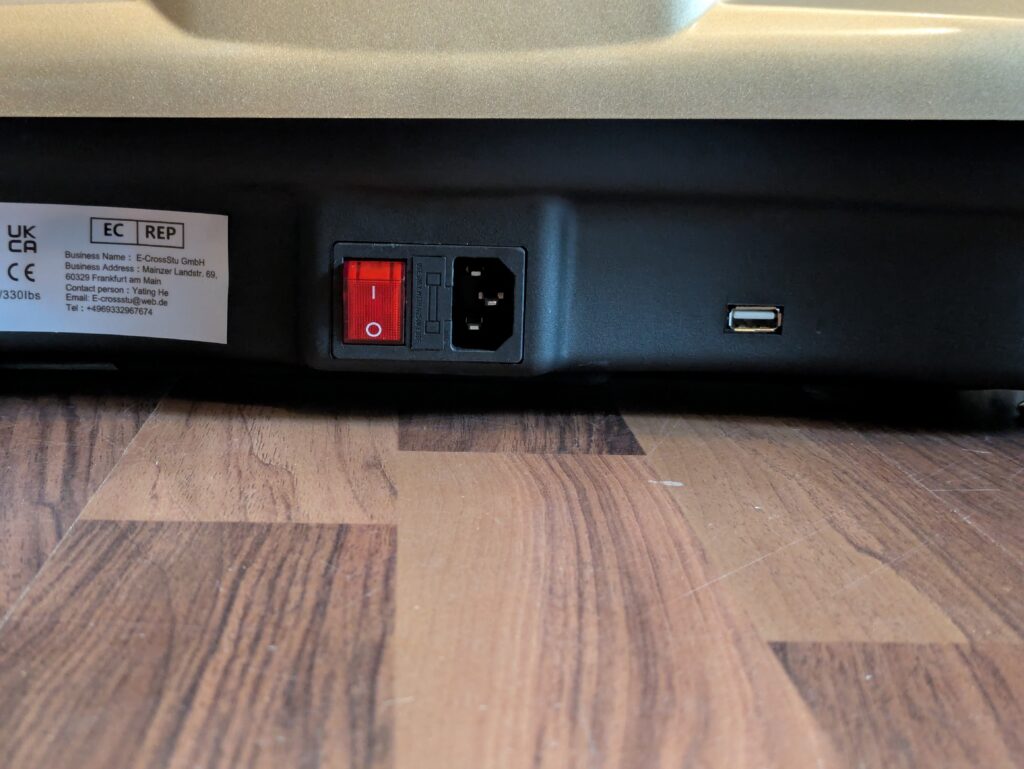 Netzschalter der Dripex Vibrationsplatte