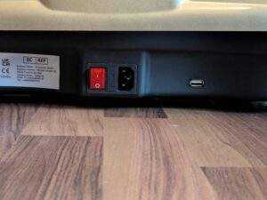 Netzschalter der Dripex Vibrationsplatte