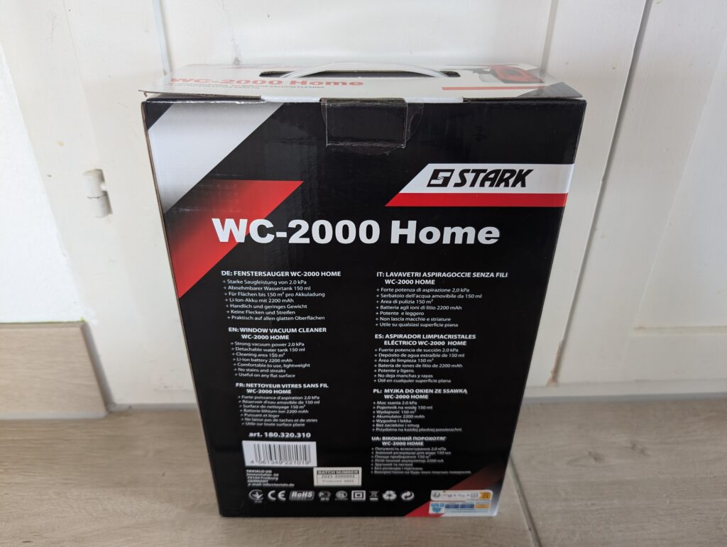 STARK WC-2000 HOME Fenstersauger Verpackung von hinten