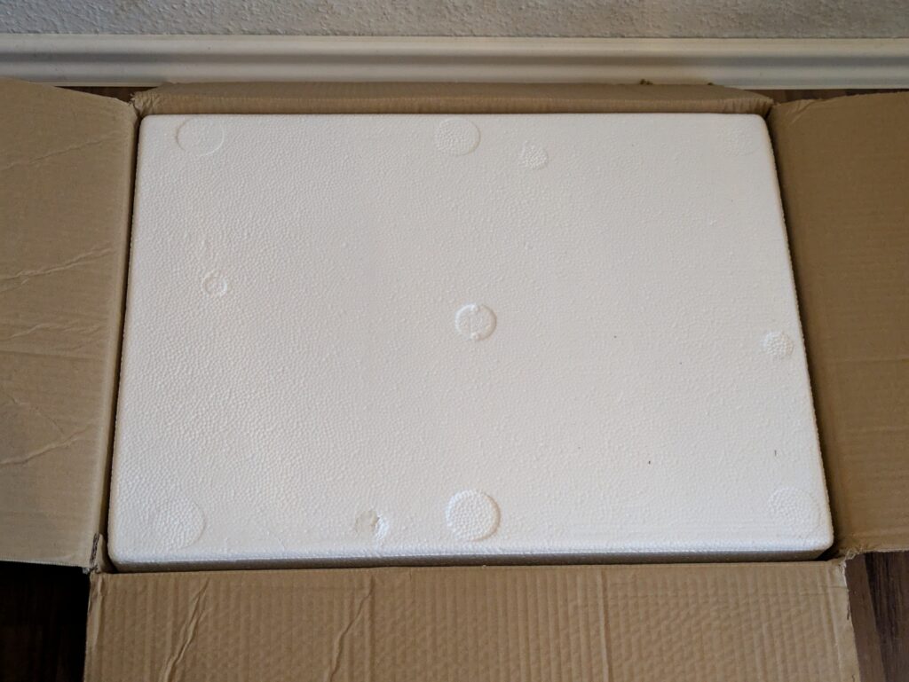 Verpackung der Dripex Vibrationsplatte geöffnet