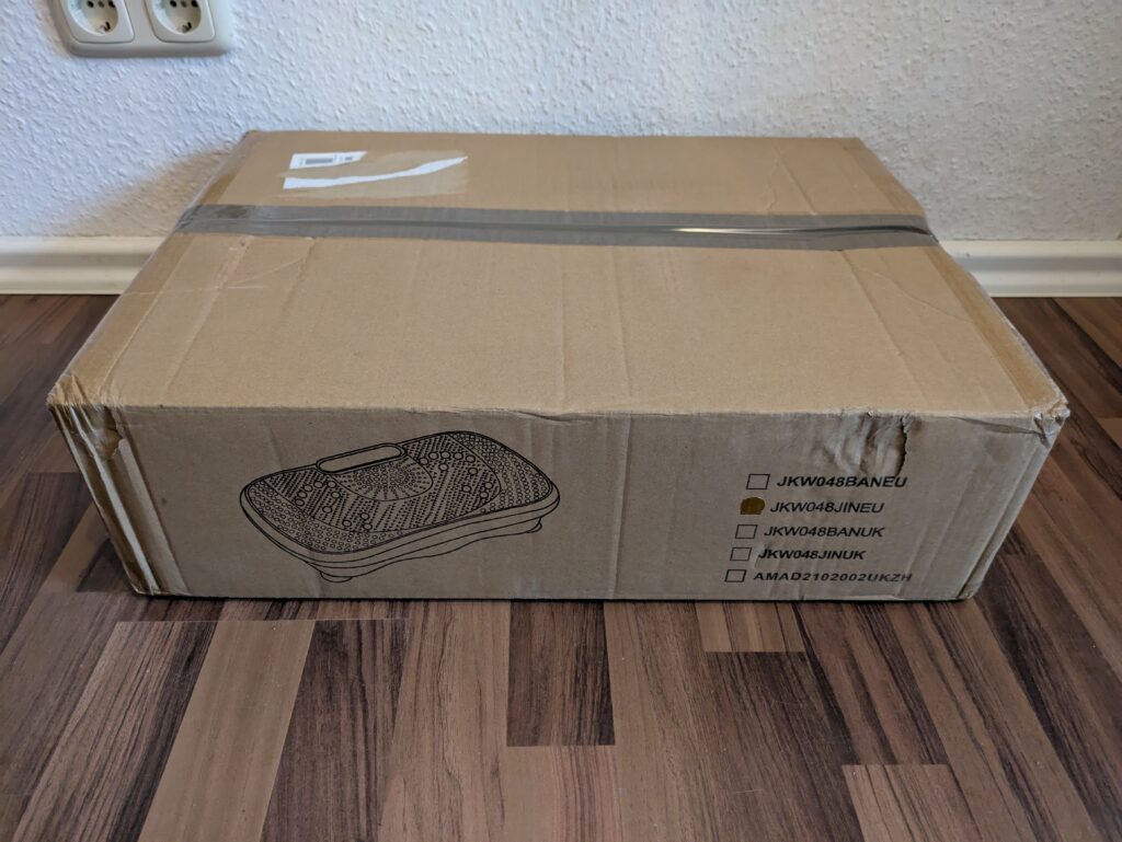 Verpackung der Dripex Vibrationsplatte von vorne