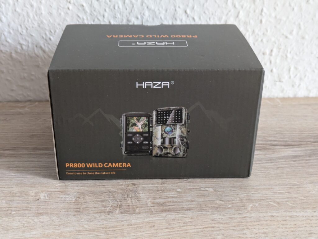 Verpackung der Haza PR800 Wildkamera von hinten