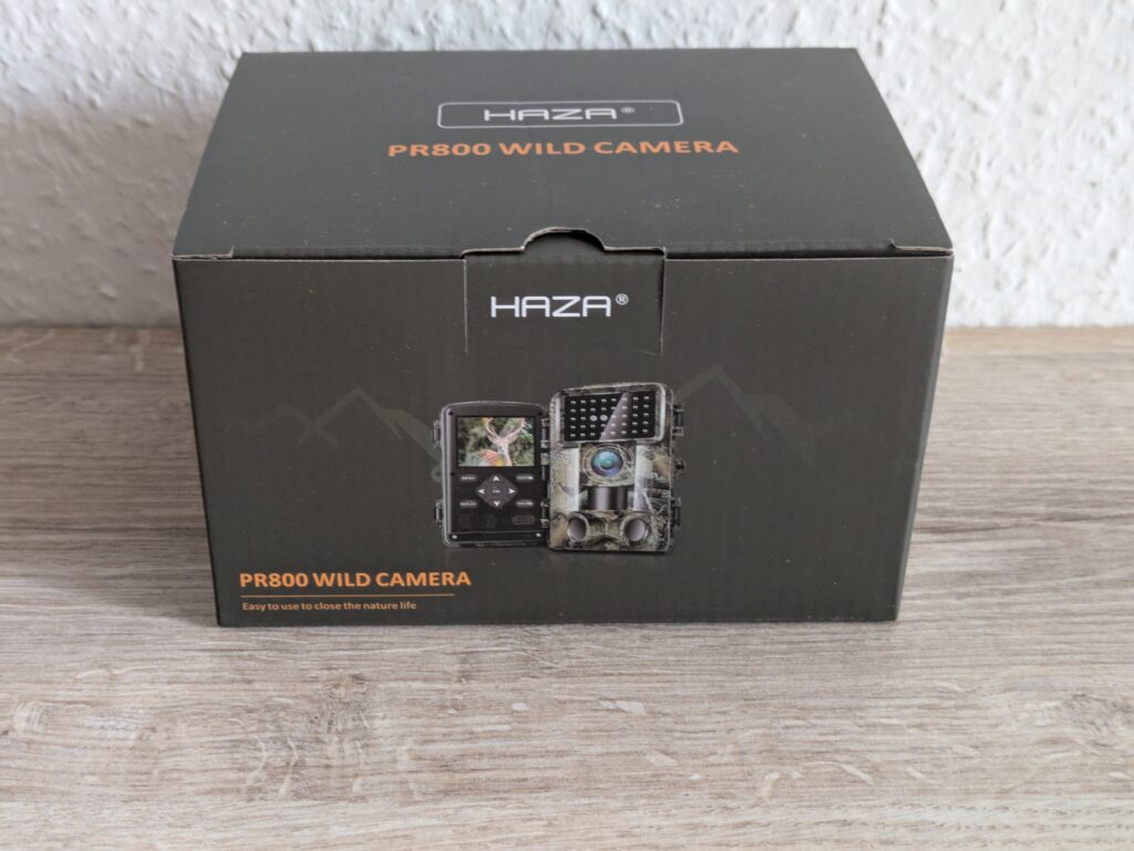 Verpackung der Haza PR800 Wildkamera von vorne