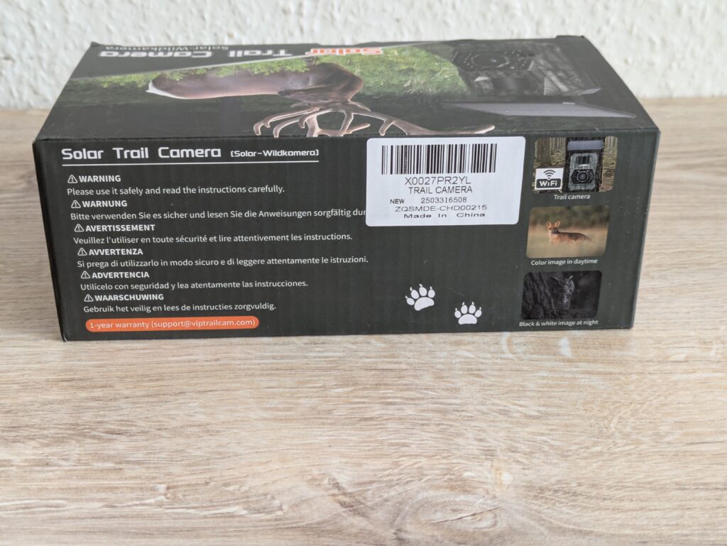 Verpackung der Maxdone PH970S Wildkamera von hinten