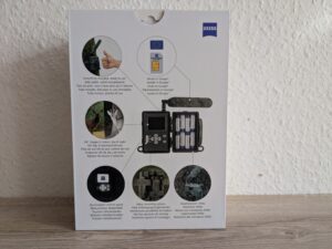 Verpackung der Zeiss Secacam 5 Wildkamera von hinten