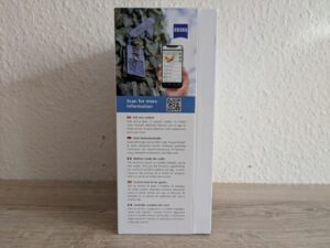 Verpackung der Zeiss Secacam 5 Wildkamera von rechts