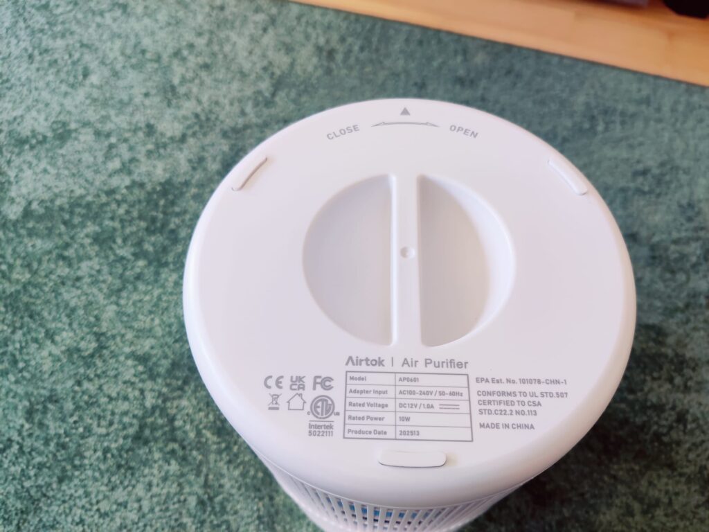 AIRTOK AP0601 Luftreiniger Unterseite