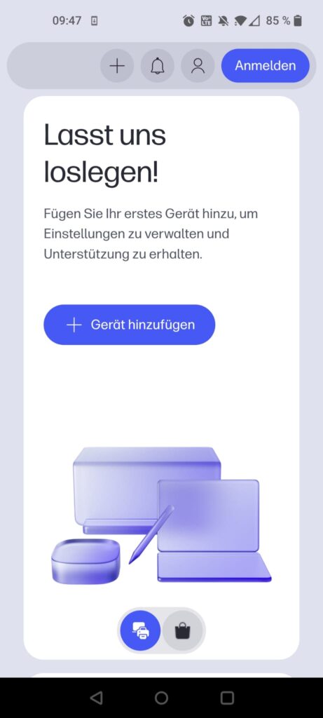 HP ENVY 6420e Tintenstrahldrucker App Start der Einrichtung