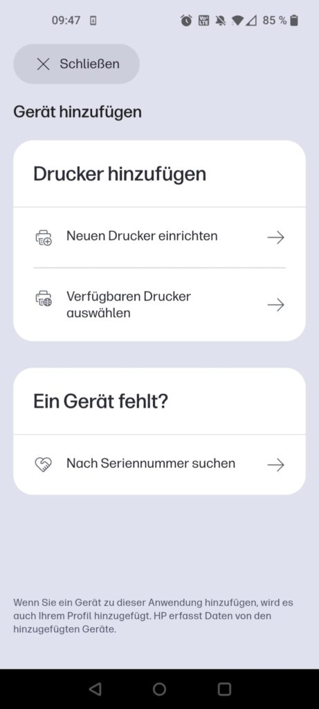HP ENVY 6420e Tintenstrahldrucker App Gerät hinzufügen