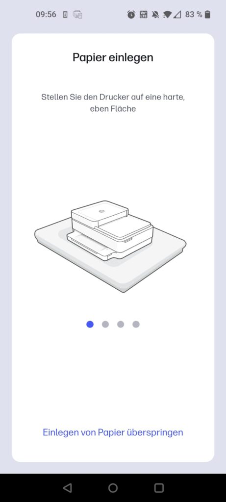 HP ENVY 6420e Tintenstrahldrucker App Papier einlegen