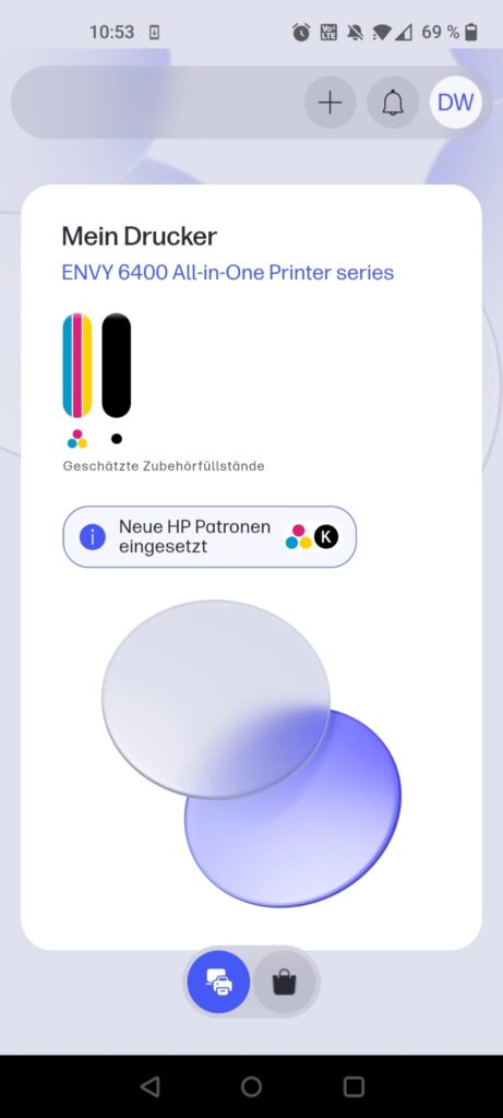 HP ENVY 6420e Tintenstrahldrucker App Startseite