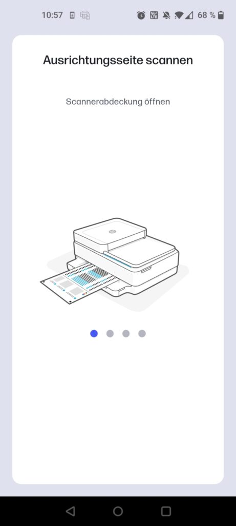 HP ENVY 6420e Tintenstrahldrucker App Scannen der Ausrichtungsseite