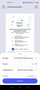 HP ENVY 6420e Tintenstrahldrucker App Druckvorschau