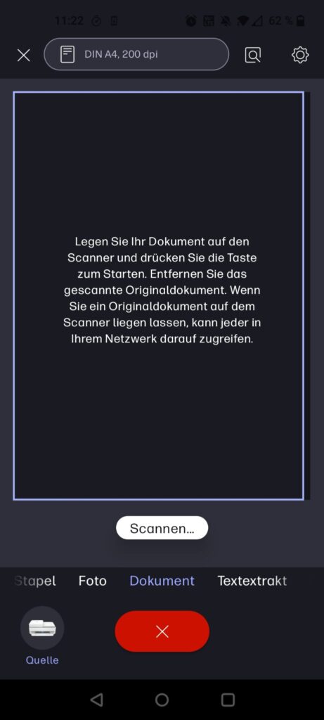 HP ENVY 6420e Tintenstrahldrucker App Scanvorgang