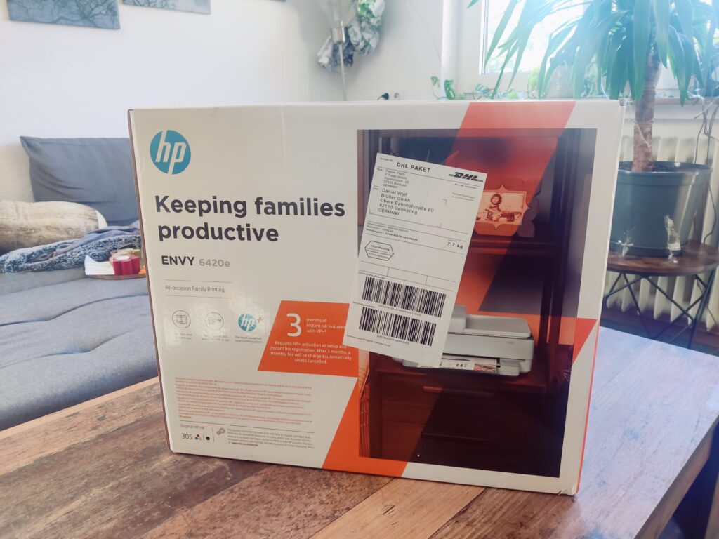 HP ENVY 6420e Tintenstrahldrucker Verpackung