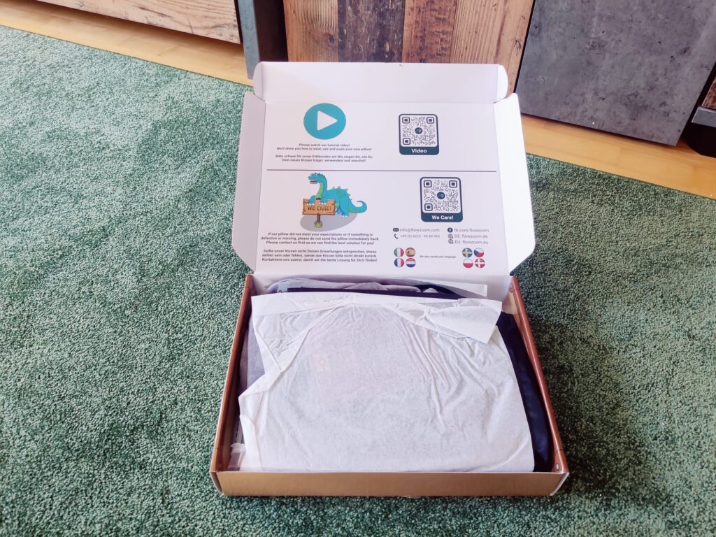 FLOWZOOM Air Nackenkissen Verpackung offen
