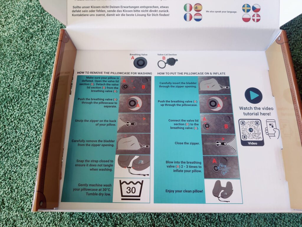 FLOWZOOM Air Nackenkissen Verpackung Infos 2