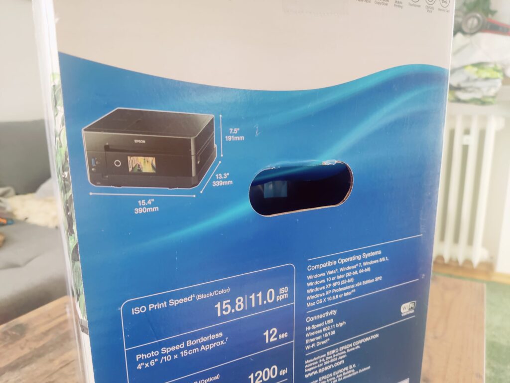 Epson Expression Premium XP-7100 Tintenstrahldrucker Verpackugn Tragegriffe