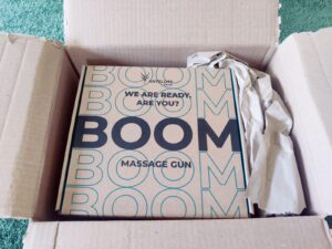 Beurer Antelope BOOM Massagepistole Umverpackung offen