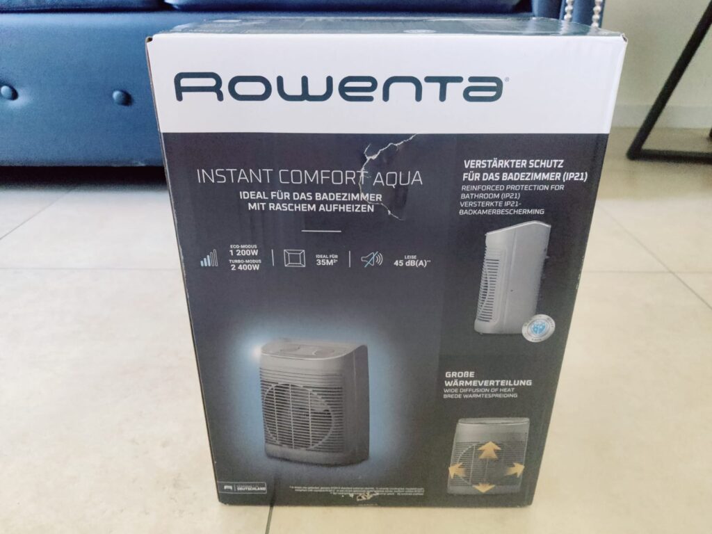 Rowenta Instant Comfort Aqua SO6511 Heizlüfter Verpackung Rückseite