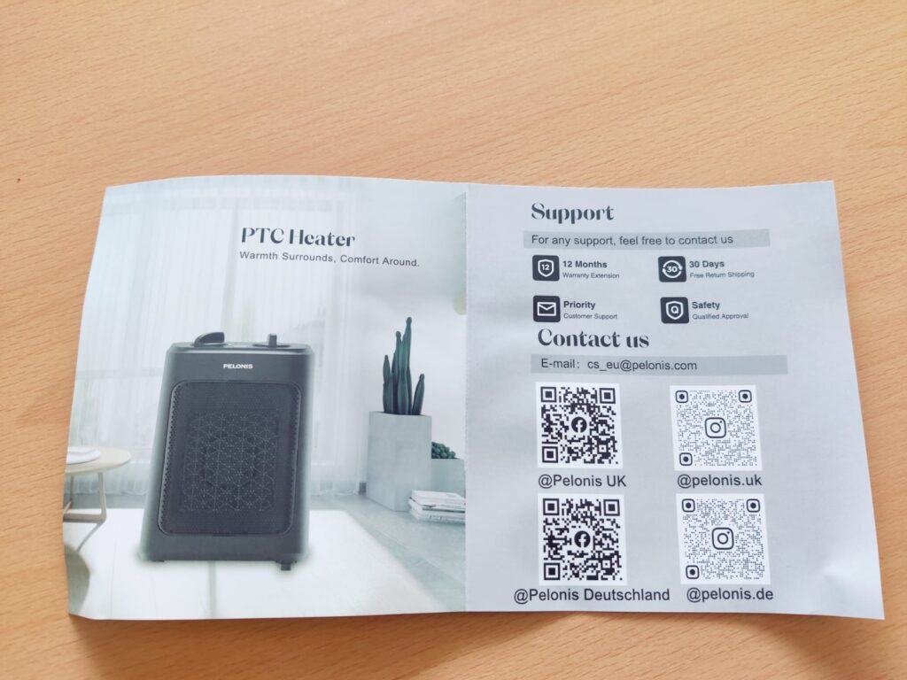 Pelonis PHF101BPBHDE Heizlüfter Garantiedokument