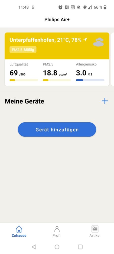 Philips 3000 Series CX3120/01 Heizlüfter App Startseite