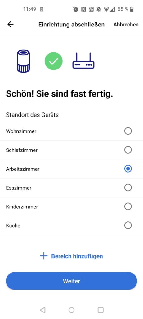 Philips 3000 Series CX3120/01 Heizlüfter App Standortwahl