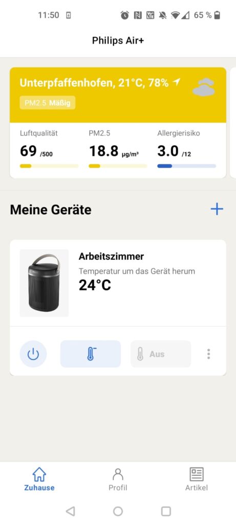 Philips 3000 Series CX3120/01 Heizlüfter App Power-Knopf