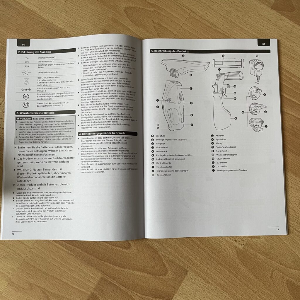 Amazon Basics Fensterstaubsauger Bedienungsanleitung