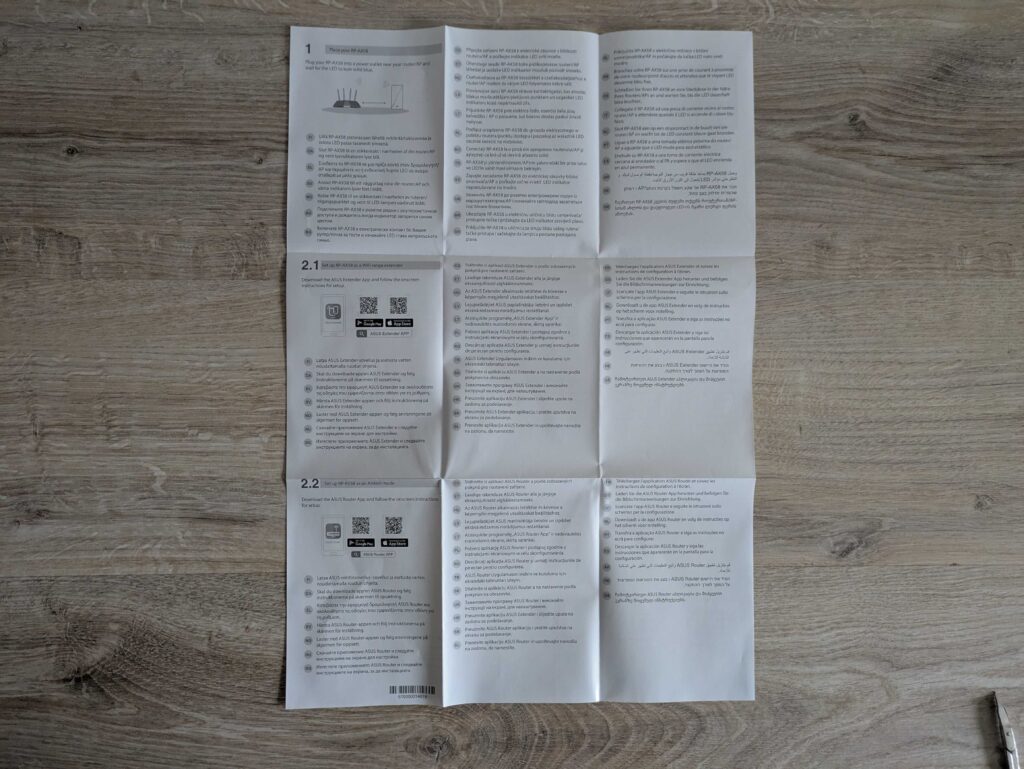 Anleitung des ASUS RP-AX58 AX3000 WLAN-Repeaters geöffnet