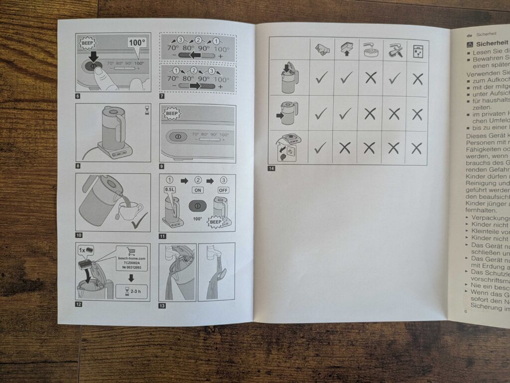 Anleitung des Bosch TWK8611P Wasserkochers geöffnet (2)