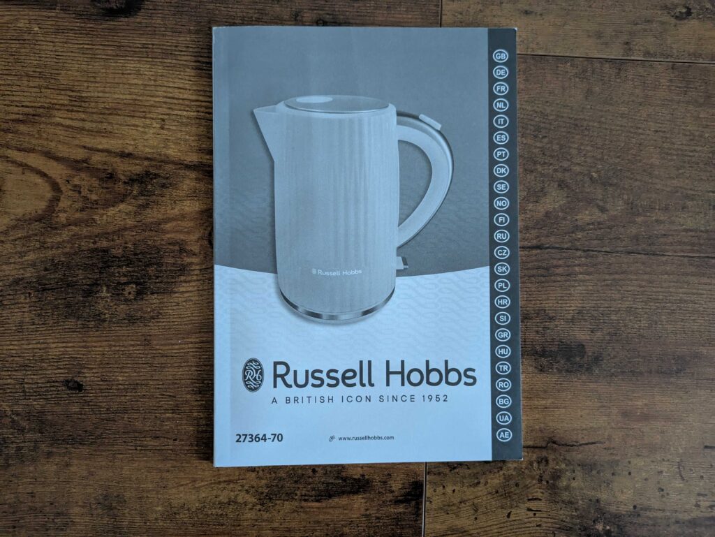 Anleitung des Russell Hobbs Eden Wasserkochers