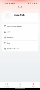 App der REDTIGER F7N Touch Dashcam Menü