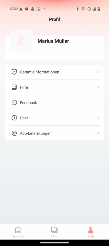 App der REDTIGER F7N Touch Dashcam Menü
