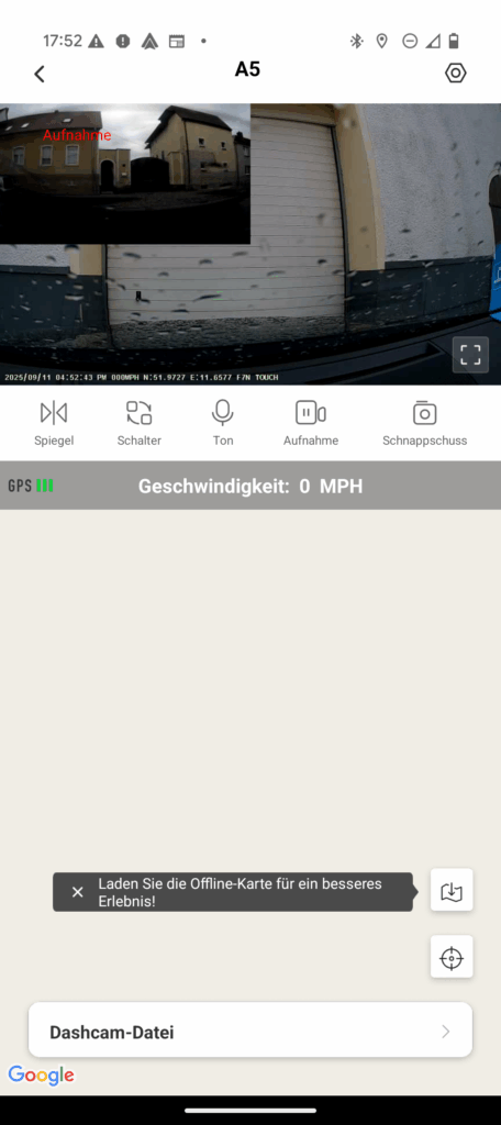 App der REDTIGER F7N Touch Dashcam mit Bild