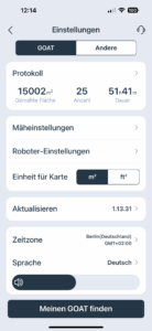 ECOVACS Goat A3000 LiDAR Mähroboter App-Einstellungen