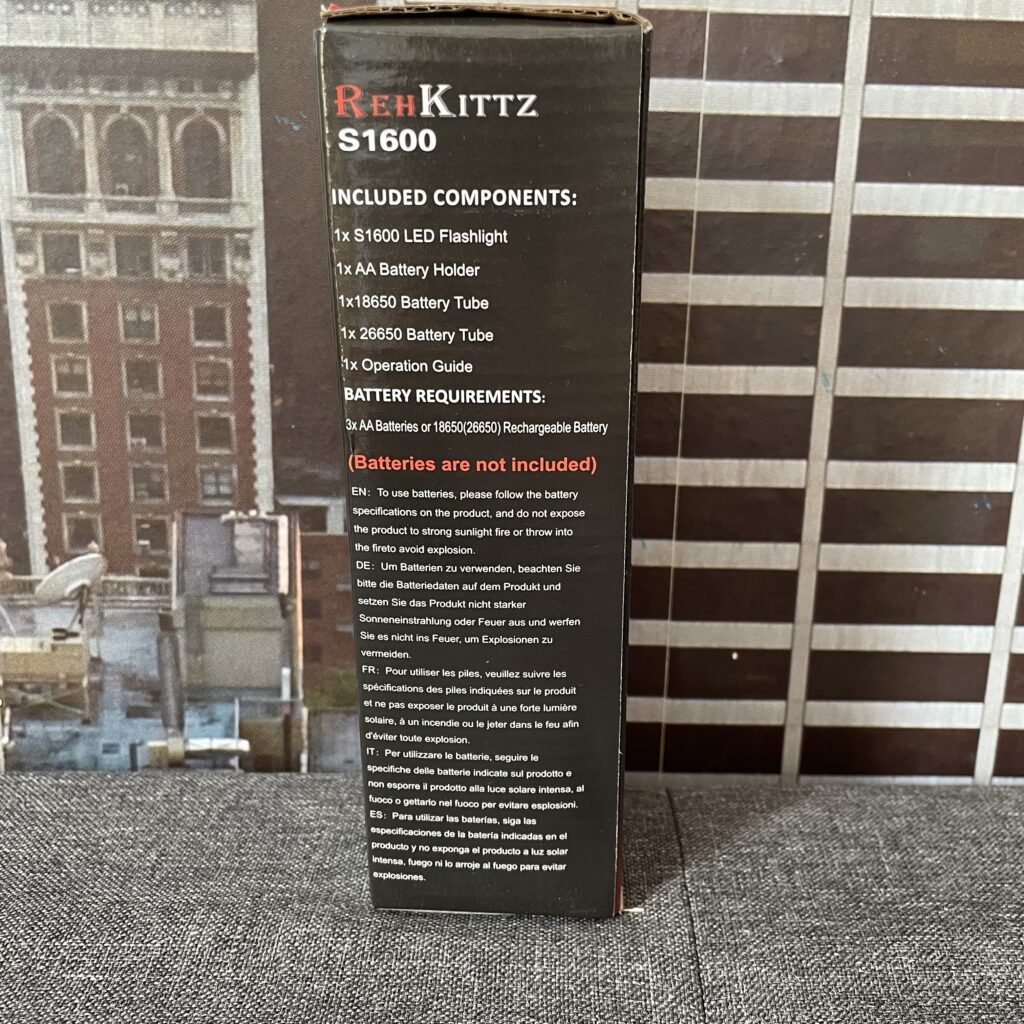 REHKITTZ S1600 LED-Taschenlampe Verpackug