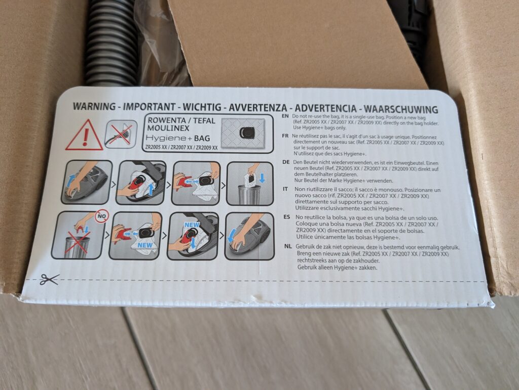 Rowenta Compact Power Staubsauger Hinweise Verpackung