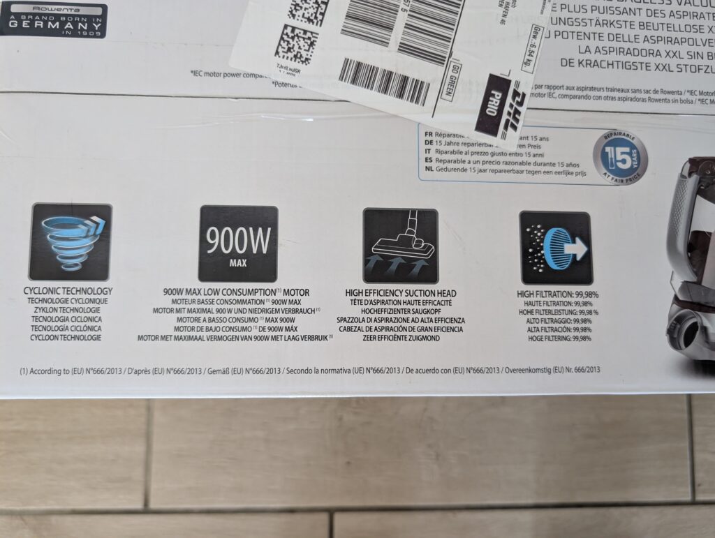 Rowenta Compact Power XXL Classic Staubsauger Verpackung oben