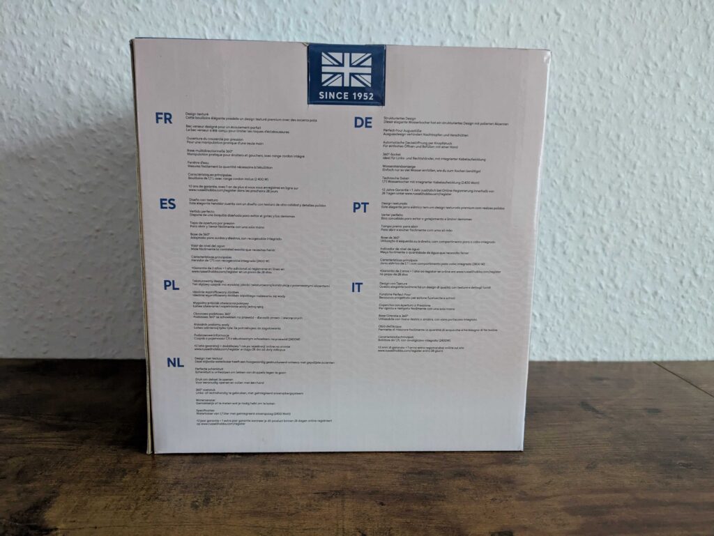 Russell Hobbs Eden Wasserkochers von hinten