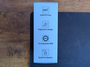 Verpackung der Acer OMW317 Gaming-Maus von Links
