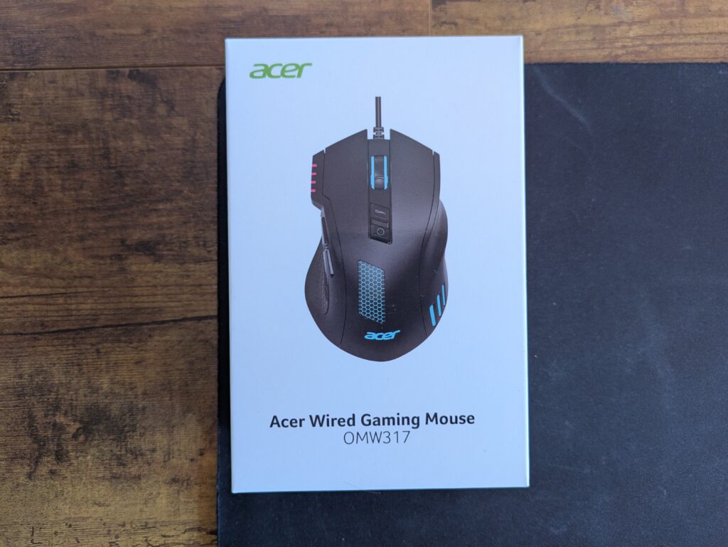 Verpackung der Acer OMW317 Gaming-Maus von vorne