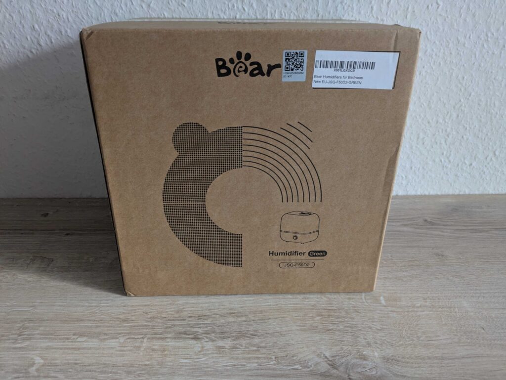 Verpackung des BEAR JSQ-F50D2 Luftbefeuchters von hinten