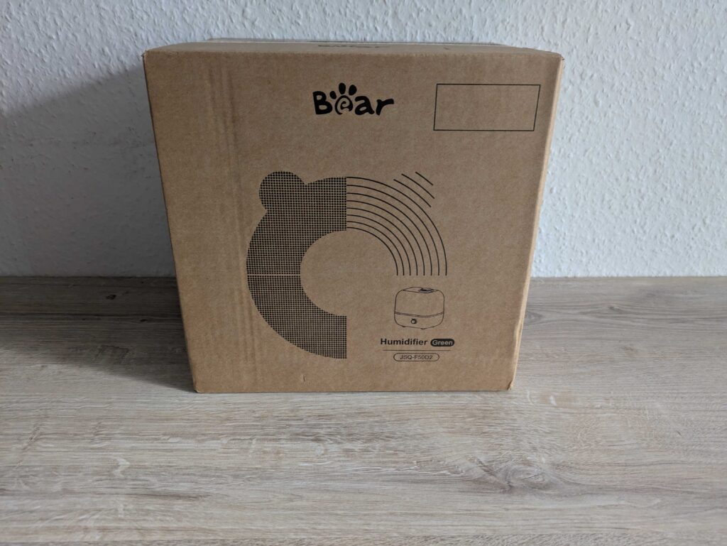 Verpackung des BEAR JSQ-F50D2 Luftbefeuchters von vorne