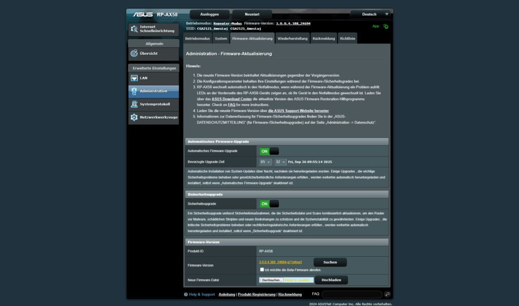 Webbrowser des ASUS RP-AX58 AX3000 WLAN-Repeaters (6)