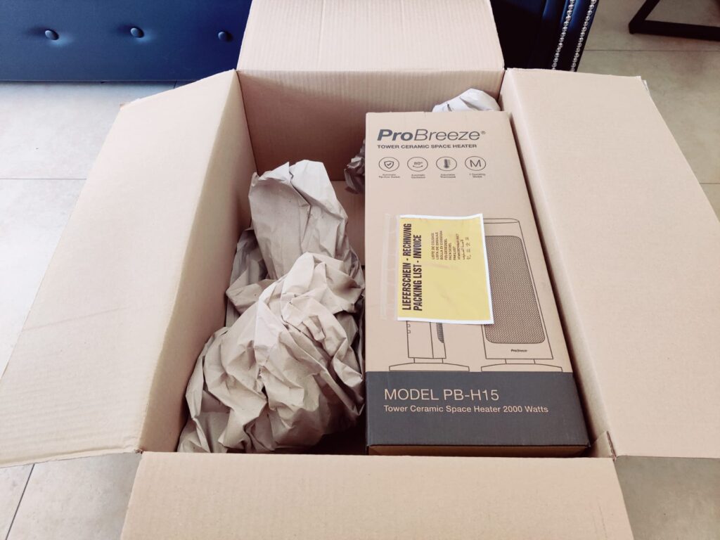 Pro Breeze PB-H15 Heizlüfter Umverpackung offen