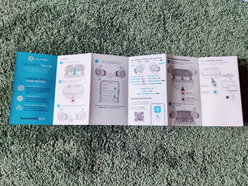 JLab Go Pop Bluetooth-Kopfhörer Schnellstartanleitung von vorne